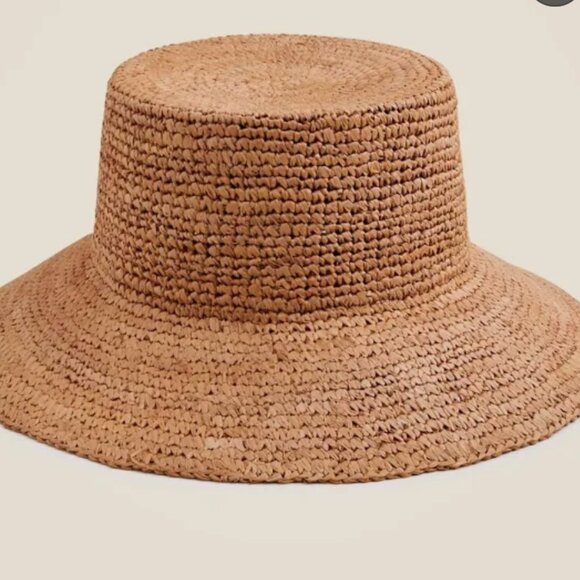 J.Crew Wide-brim Raffia Bucket Hat in Umber - Picture 2 of 2